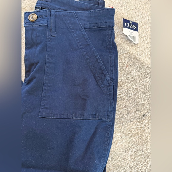 Chaps Women's Blue Chino Straight Leg Flat‎ Front Cotton Blend Pants Size 6 NWT - Picture 4 of 9